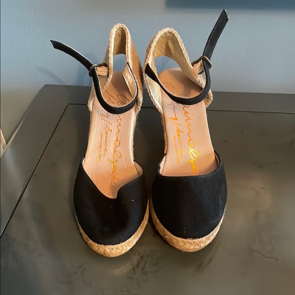 Black Espadrille Wedge Sandals